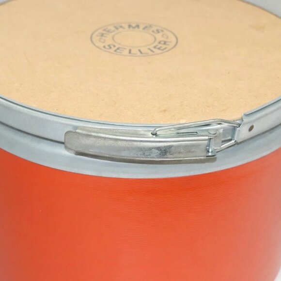 HERMES Saddle Box Wood Orange Silver Auth - Picture 14 of 16